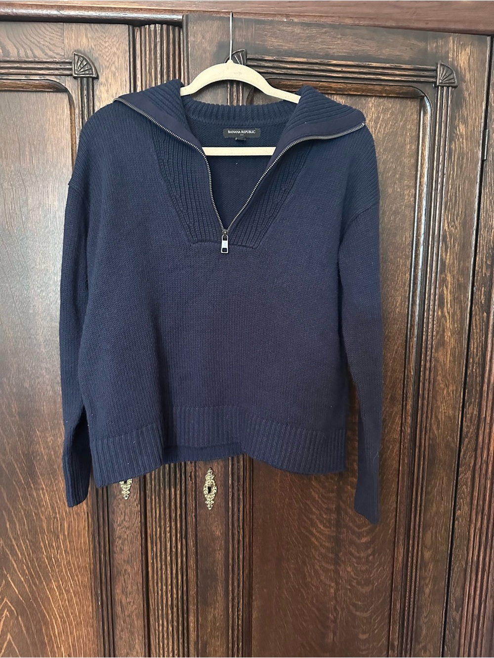 Banana Republic Factory Navy Zip Cowl Sweater